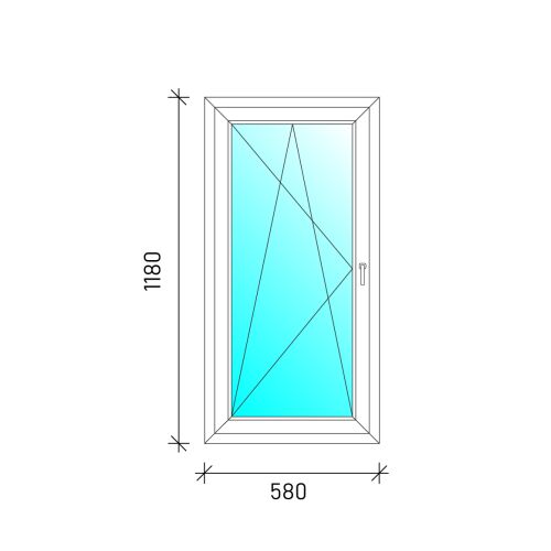 60x120 cm Fehér PVC Bukó-nyíló ablak méretrajz - Ablak