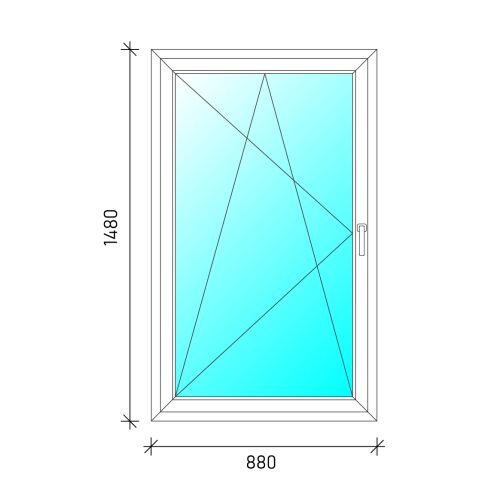 90x150 cm Bukó-nyíló műanyag ablak, Hőszigetelt üveggel, Fehér PVC keret - Ablak