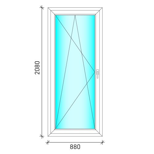 Műszaki rajz 90x210 cm-es bukó-nyíló erkélyajtóról - Ablak