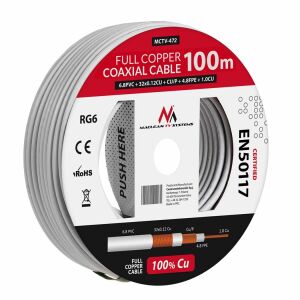Kabel  koncentryczny Maclean, Przewód antenowy satelitarny, RG61.02CU+4.8FPE+CU/P+32*0.12CU+6.8PVC, 100M, MCTV-472 120742866 - Maclean