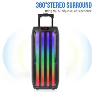 Nagy Teljesítményű Party Hangszóró Vezeték Nélküli Hordozható Bluetooth Hangszóró EQ-val Színes LED Világítás Mikrofonnal ZQS8232