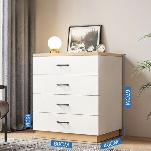 Comodă pentru dormitor, living, cu 4 sertare, 60 x 40 x 67 cm, alb F4-White 120761412