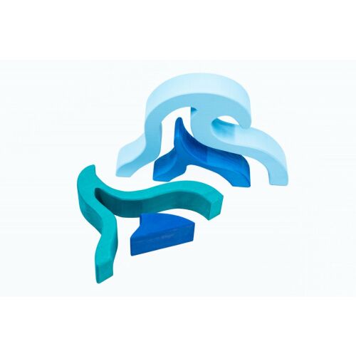 Marc Toys Elementul foc fa építőkocka készlet, kék és zöld, 4 darab