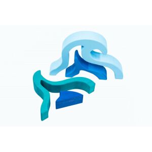 Set de blocuri de construcție din lemn Marc Toys Elementul foc, albastru și verde, 4 piese - Marc Toys