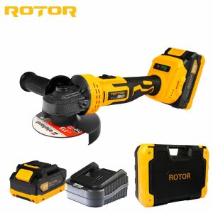 ROTOR RBA21 21V akkumulátoros szögcsiszoló 125mm-es koronggal, akkumulátorral, töltővel és hordtáskával - Rotor