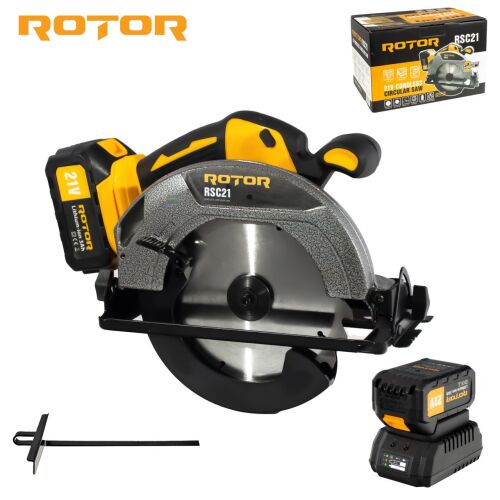 ROTOR RSC21 21V akkumulátoros körfűrész akkumulátorral és töltővel, 1000W, 185mm pengével