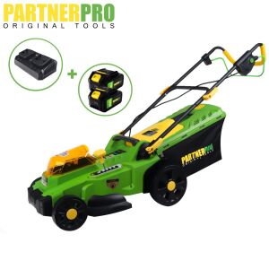 PARTNERPRO PP8A110-J akkumulátoros fűnyíró, 2x20V 4Ah, 1 dupla töltő, 3300 ford./perc, 35 L