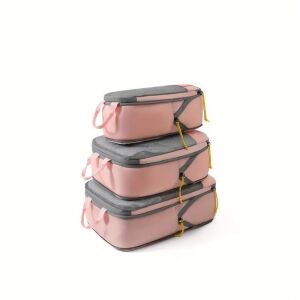 Flippy 3 darabos rózsaszín utazásszervező készlet, összenyomható csomagolókockák - Bőrönd kiegészítő