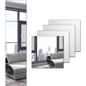 Set de 16 oglinzi acrilice autoadezive, pentru decorarea peretilor, 20x20cm, argintiu 120788140