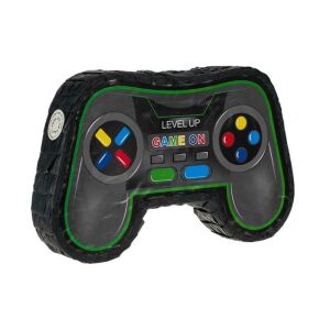 Czarna piñata w kształcie kontrolera do gier, dekoracja na imprezę, imprezę z motywem gier, level up game on - Dekoracja na imprezę