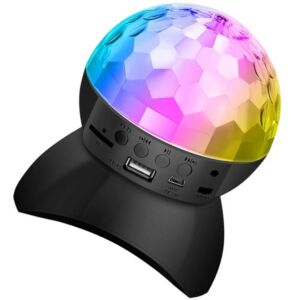 Kryształowa Kula Disco Crystal Magic Ball z RGB LED i głośnikiem Bluetooth, widok pod kątem - Dekoracja na imprezę