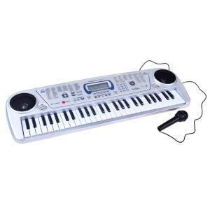 Bandstand 5407 54-Tasten elektronische Tastatur mit Mikrofon, silber, Vorderansicht - Synthesizer