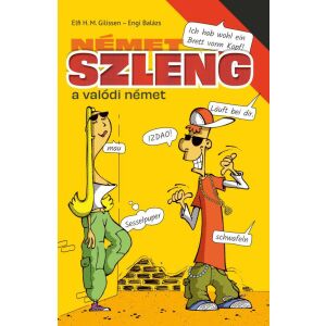 Német szleng - a valódi német könyv borítója, két rajzolt karakterrel, egy lánnyal és egy fiúval, német szleng szavakkal és kifejezésekkel - Maxim
