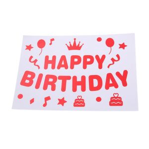 Sticker autocolant Happy Birthday roșu pentru baloane, 29x21 cm, KeepHome - Baloane