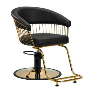 Scaun de frizerie negru și auriu, marca Lille-M, scaun de salon, scaun de salon de coafură, elegant, confortabil, de înaltă calitate - Scaune de salon, Set de unghii, Dispozitiv de îngrijire facială și Polizor de unghii