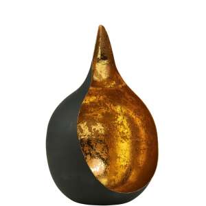 DELIGHT fekete és arany teardrop mécsestartó, 15cm - Mécsestartó