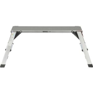 YATO Klappbare Arbeitsplattform 960 x 305 x 490 mm, Aluminium, faltbar, Trittleiter, Arbeitsplattform, Leiter, stabil, sicher, einfach zu bedienen - Leiter & Ständer