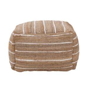 ALL NATURE kender puff, csíkos, bézs és fehér, 50 x 35 cm - Lábtartó, puff