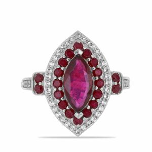 Ezüst Gyűrű Madagaszkári Rubinnal és Fehér Topázzal, Y53224/57 120835560 - Divat & Öltözködés