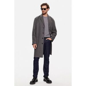 Męski szary płaszcz wełniany Calvin Klein, widok z przodu - Calvin Klein Kurtka męska