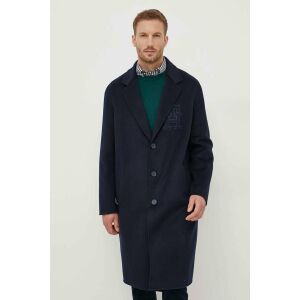 Palton din lână Tommy Hilfiger pentru bărbați, bleumarin, cu logo - Modă și îmbrăcăminte