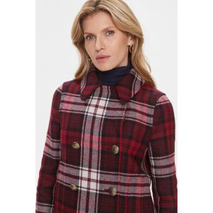 Tommy Hilfiger damski płaszcz w kratę w kolorze czerwono-białym z podwójnym zapięciem na guziki - Tommy Hilfiger