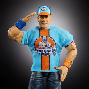 WWE Ultimate Edition John Cena akciófigura, 17 cm magas, kék és narancssárga "Soha ne add fel" pólóban és sapkában - Mattel