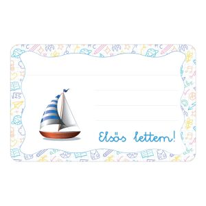 Vitorlás hajó ovis jellel öntapadós füzet cimke 120890896 - Füzetcímke