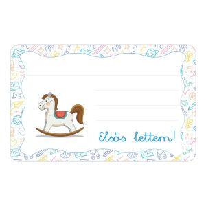 Hintaló ovis jellel öntapadós füzet cimke 120890907 - Füzetcímke