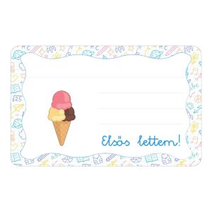 Fagyi három gombócos ovis jellel öntapadós füzet cimke 120890910 - Füzetcímke