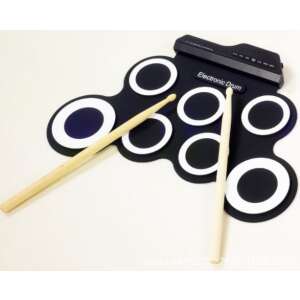 Elektronikus dobkészlet, hordozható, 7 dob, 2 pedál, fekete, QS-344 - Hangszer szett