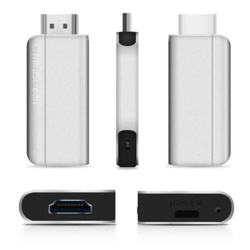 Anycast K2 vezeték nélküli kijelző dongle, 4 oldalnézet, HDMI és Micro USB porttal