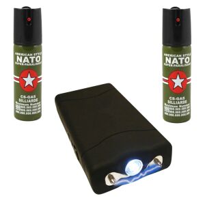 Zestaw do samoobrony w formacie electroshock TW 800 i zestaw 2 paraliżujących sprayów Nato 60ml 120895751 - Alarm