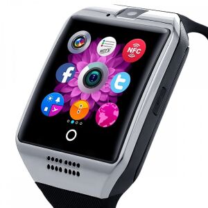 AlphaOne Ívelt kijelzős okosóra Magyar menü Ezüst Fekete - SIM foglalat, kamera