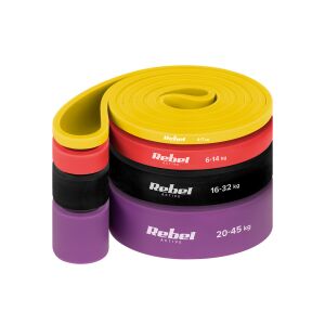 Rebel Active Power Band RBA-3000-S4 - latex edzőszalag szett PLs-2, 4-45 kg, 4 db, színes