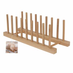 Vynikajúci držiak na taniere Houseware, bambus, 34x12 cm, hnedý 120896670 - Odkvapkávače na riad