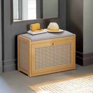 Bancă de depozitare pentru pantofi din bambus cu pernă, BC FUR1674-1, 50x25x45cm - Depozitare pantofi, Fotolii suspendate, Fotolii, Scaune suspendate și Biblioteci și rafturi