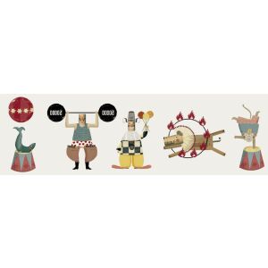 Londji Tatuaje Circ ideiglenes tetoválások, 5 darabos szett cirkuszi témájú tetoválásokkal, erős emberrel, bohóccal, oroszlánnal, majommal és labdával - Londji