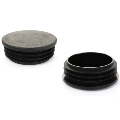 Dve čierne plastové koncovky pre 50 mm okrúhlu rúrku