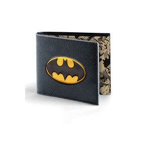 Portofel pentru copii Batman Batsignal negru, licențiat oficial, design cu 2 panouri, piele ecologică - Portofele pentru bărbați