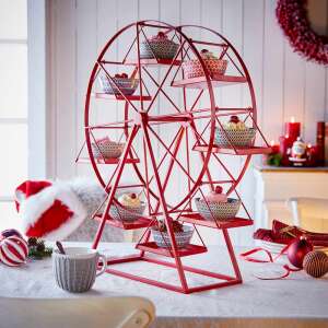 Piros fém hintaló állvány 8 tálkával snack-ek vagy desszertek tálalásához - Tál