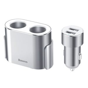 Baseus - Autós töltő (CRDYQ-0S) - Port bővítő, 2xUSB, 2x szivargyújtó aljzat, 95W - Ezüst (KF2320559) 120920786 - Autóelektronika