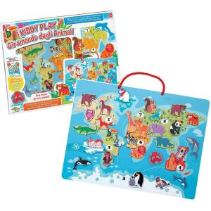 Mágneses fa állatos kirakó térképpel