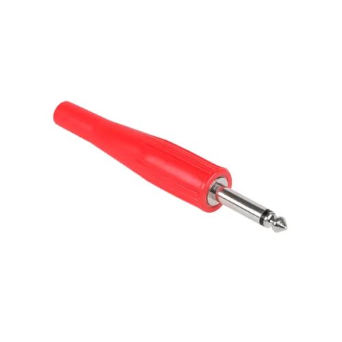 Piros 6.3mm mono jack dugó gumírozott burkolattal - Elektromos és hálózati csatlakozó