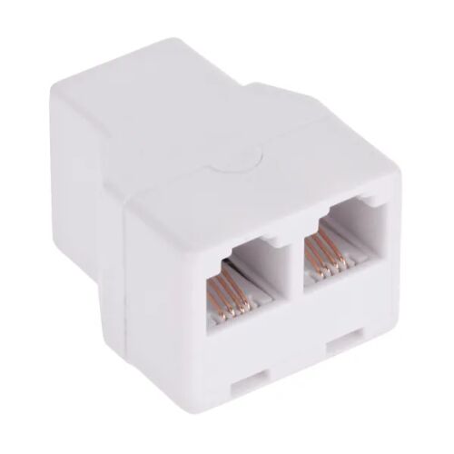 RJ11 telefon elosztó 2×6P4C aljzattal, fehér adapter