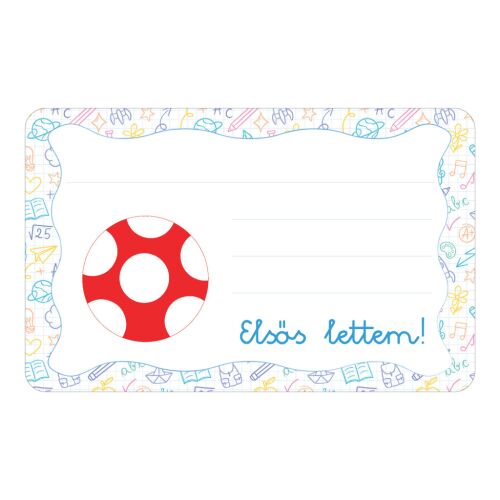 Piros pöttyös labda ovis jellel öntapadós füzet cimke 120942827