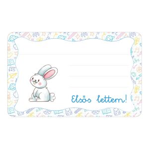 Nyuszi ovis jellel öntapadós füzet cimke 120942846 - Füzetcímke