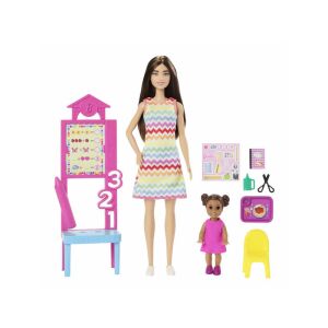 Zestaw Barbie Nauczycielka z lalką Barbie, lalką uczennicą, biurkiem i akcesoriami - Mattel Baba