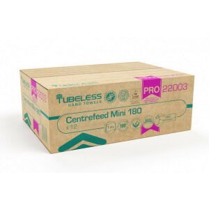 Prosoape de maini Tubeless PRO 180 Mini Centrefeed, 1 strat, 12 role/pachet - Prosoape de hârtie