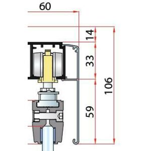 TERNO eloxált ezüst takaró profil 1690/AS, műszaki rajz méretekkel - Terno